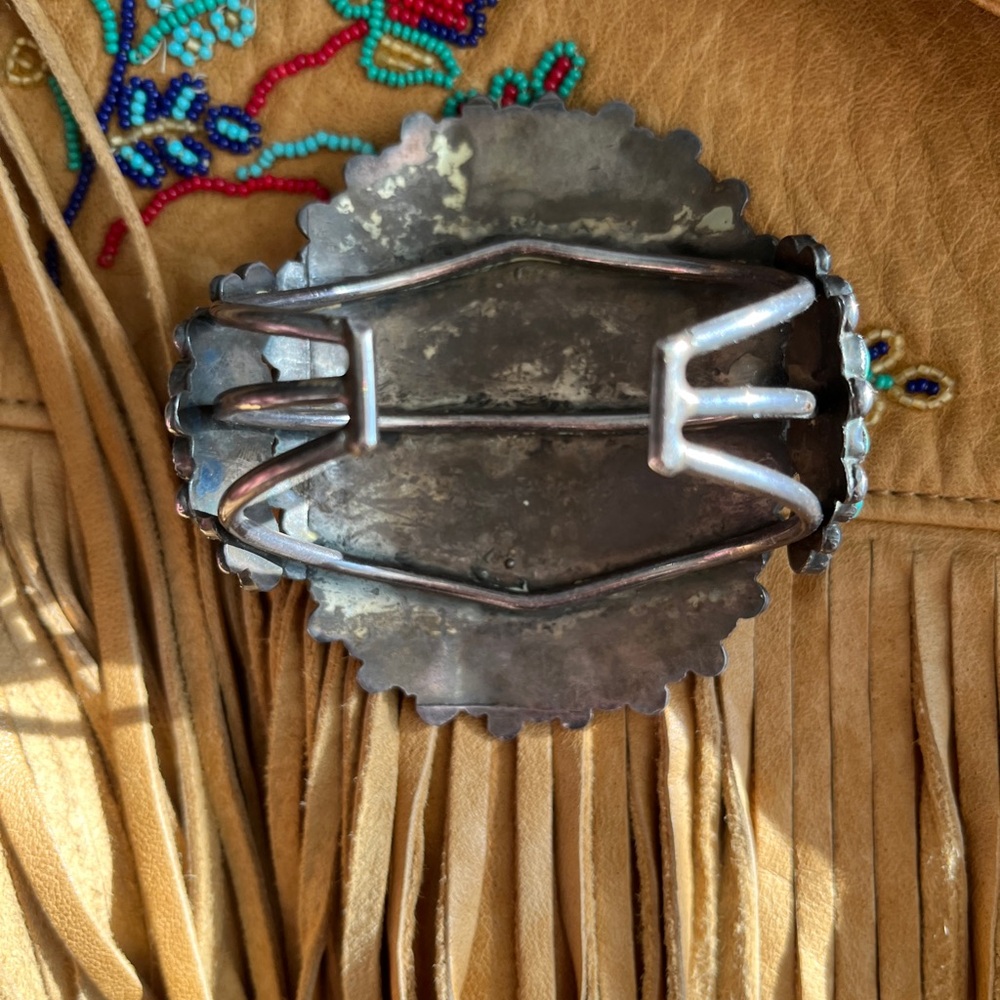 Rare Turquoise Oval Cuff Bracelet -  73 Blue Green Stones - Picture 10 of 17